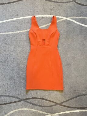 Topshop Orange Sleeveless Cutout Mini Dress